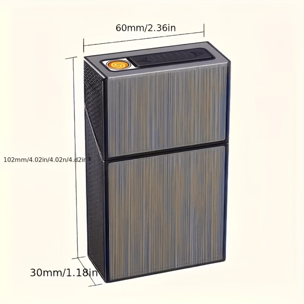 Lighters & Smoking Accessories - Cigarette Case with Built-In Rechargeable Lighter for Men Windproof - product detail view 5