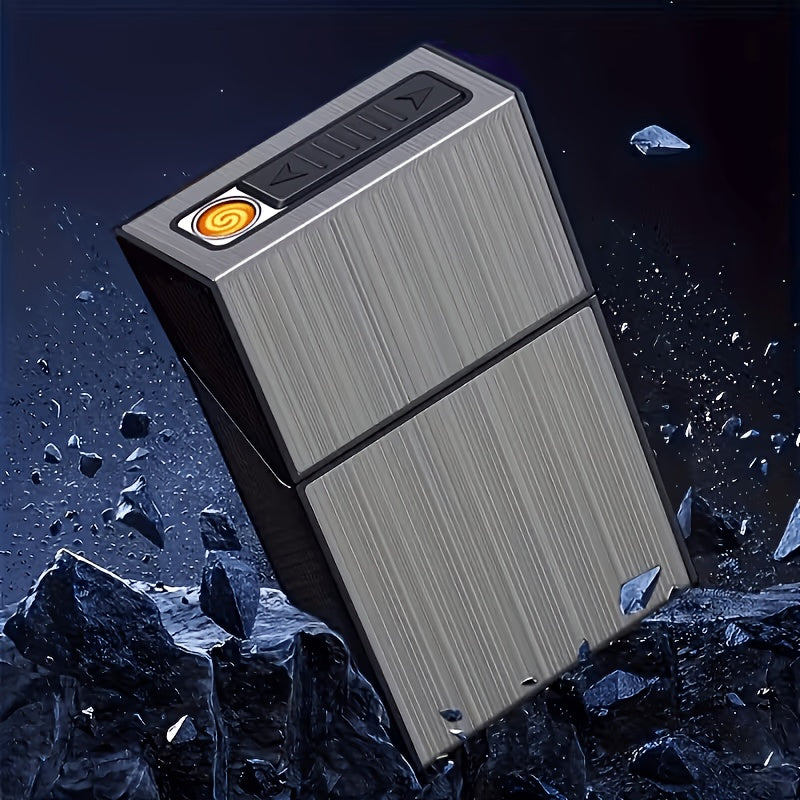 Lighters & Smoking Accessories - Cigarette Case with Built-In Rechargeable Lighter for Men Windproof - product detail view 9