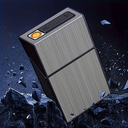 Lighters & Smoking Accessories - Cigarette Case with Built-In Rechargeable Lighter for Men Windproof - product detail view 9