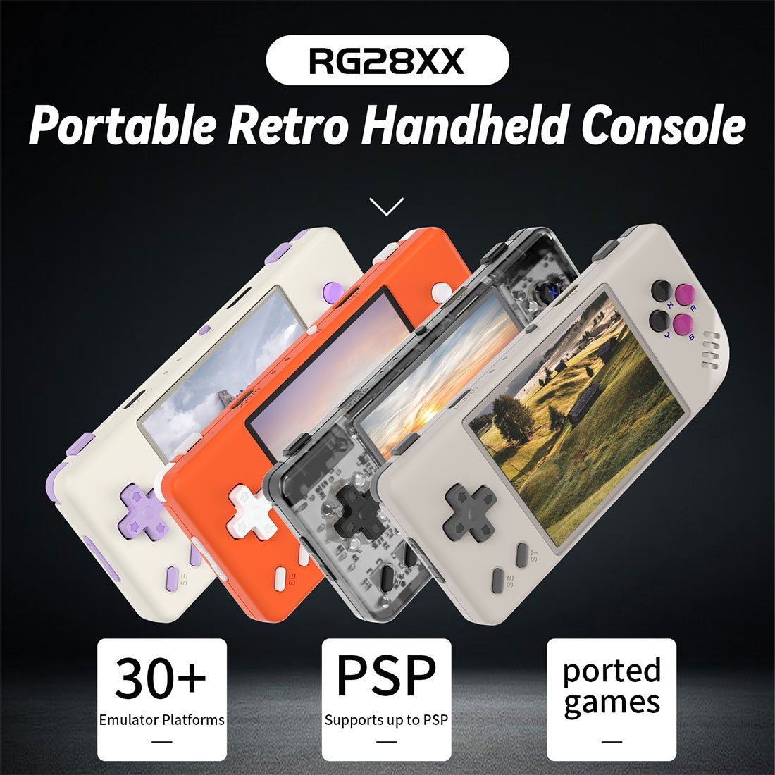 Handheld Game Console Anbernic RG28XX Compact with 2.8-Inch IPS OCA Full-Lamination, 640x480, 64GB or 128GB Options, 3100mAh Battery, HDMI