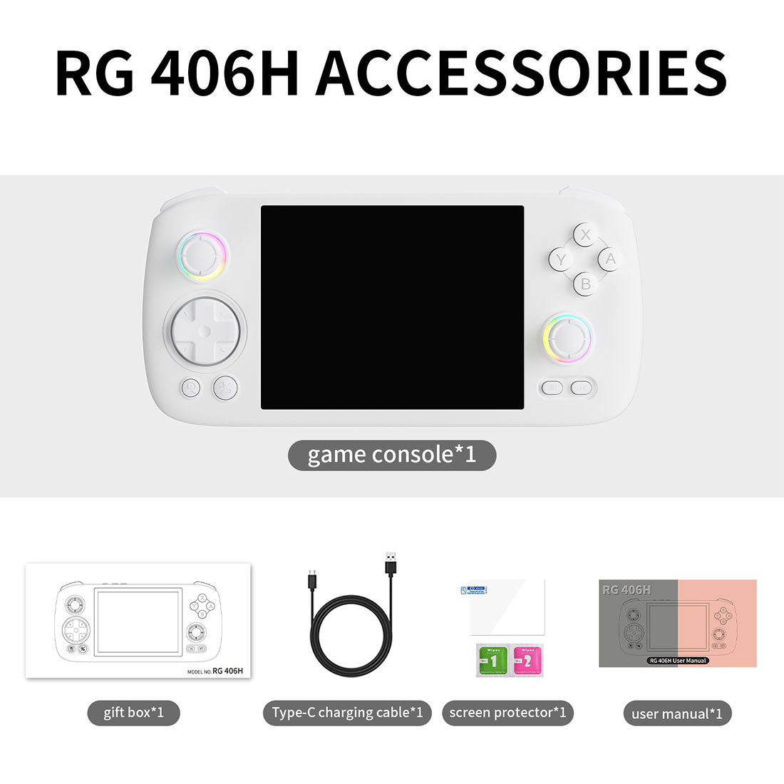Handheld Game Console Anbernic RG406H Horizontal with 4-inch IPS Touchscreen, 8GB+128GB, 128GB game-card bundle or 256GB game-card bundle
