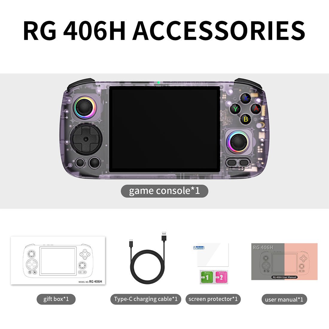 Handheld Game Console Anbernic RG406H Horizontal with 4-inch IPS Touchscreen, 8GB+128GB, 128GB game-card bundle or 256GB game-card bundle