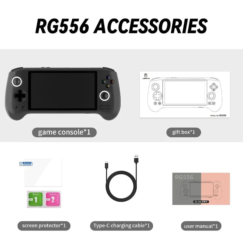 Handheld Game Console Anbernic RG556 with 5.48-inch AMOLED OCA, 128GB or 256GB Options, 5500mAh Battery, Android 13, USB-C DisplayPort