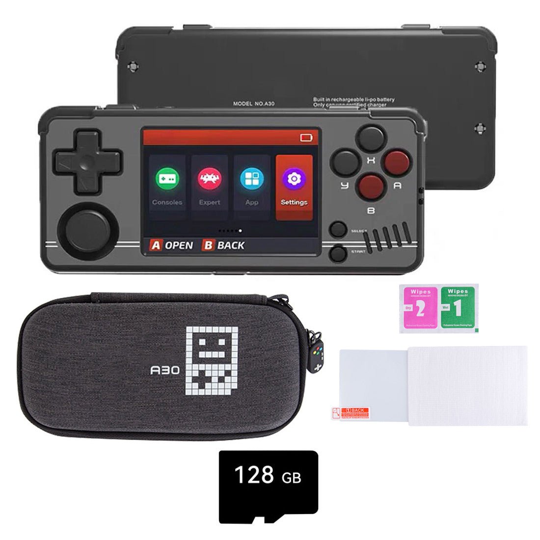 Handheld Game Console Miyoo A30 Horizontal with 2.8-inch IPS, 64GB Options, 2600mAh Battery, Linux-based system