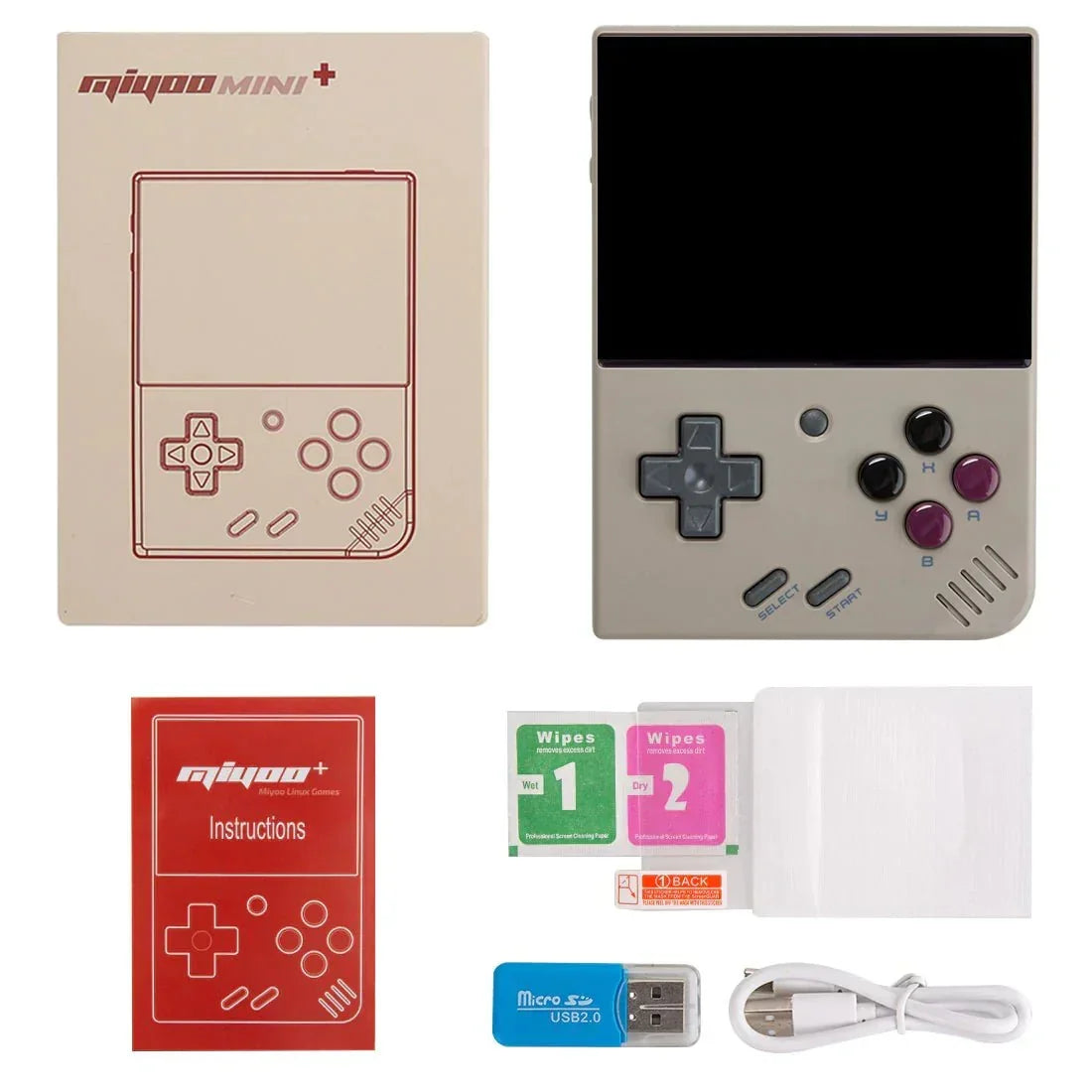 Handheld Game Console Miyoo Mini Plus with 3.5-inch IPS, 64GB stock-system card Options, 3000mAh Battery, Onion OS
