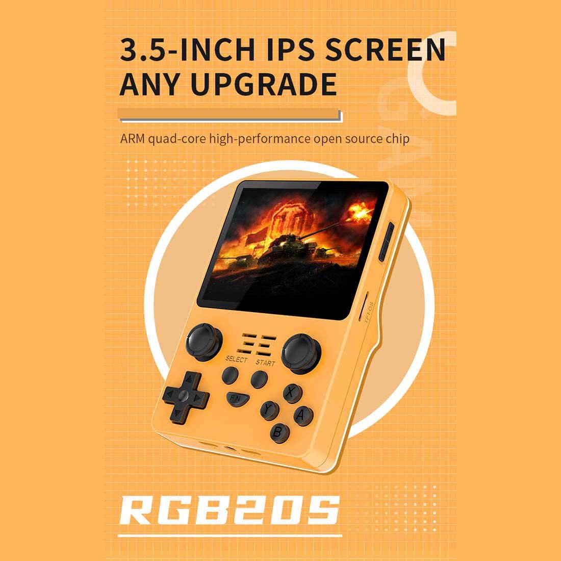 Handheld Game Console Powkiddy RGB20S with 3.5-Inch IPS full-fit, 640x480, 16GB+64GB or 16GB+128GB Options, 3500mAh Battery, ArkOS