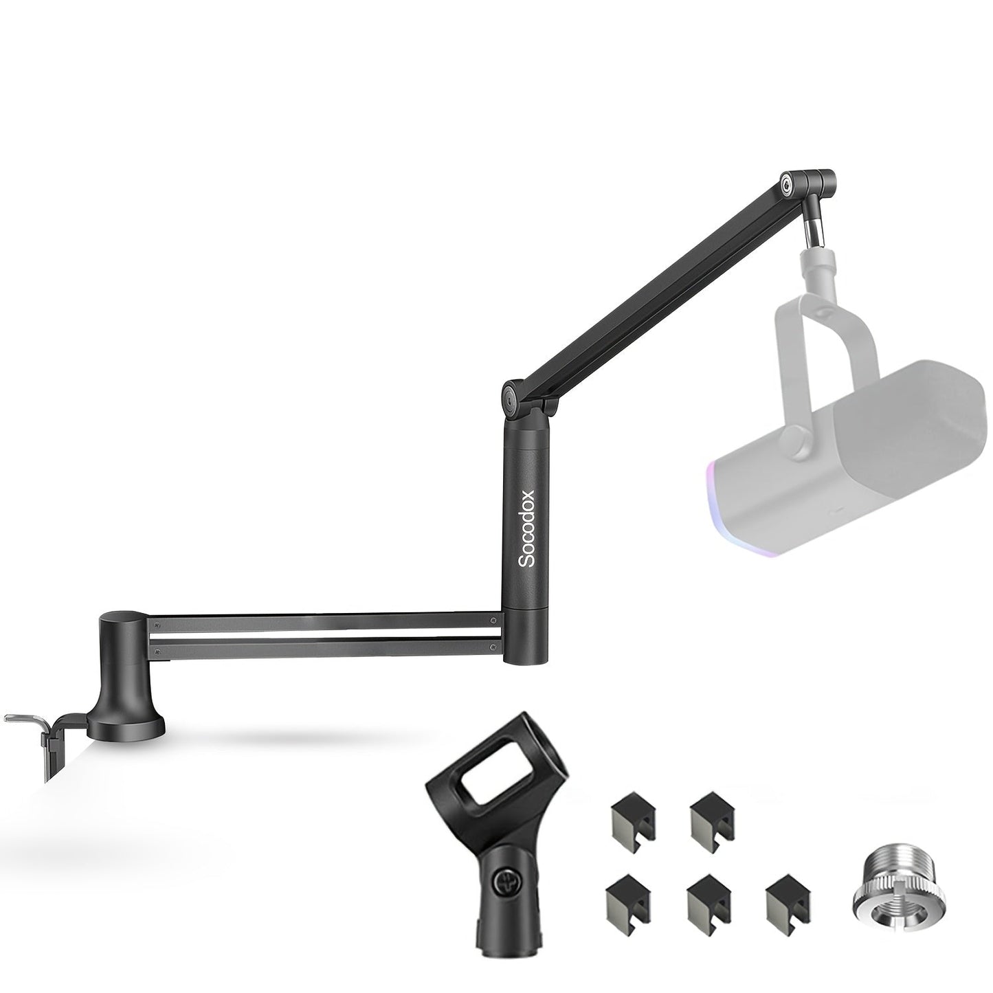 Adjustable Microphone Boom Stand shown in the Black option