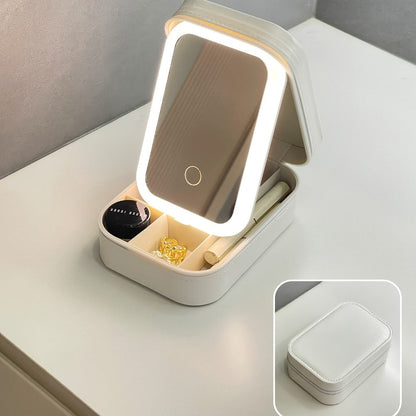 Makeup Bag - Travel with LED Mirror Jewelry Box Portable Rechargeable 3 Color - product detail view 3