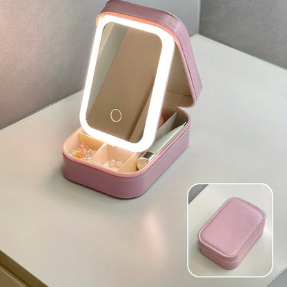 Makeup Bag - Travel with LED Mirror Jewelry Box Portable Rechargeable 3 Color - product detail view 5