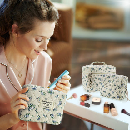 Travel Makeup Bag – 3 Piece, Quilted, for Travel – detail view 18