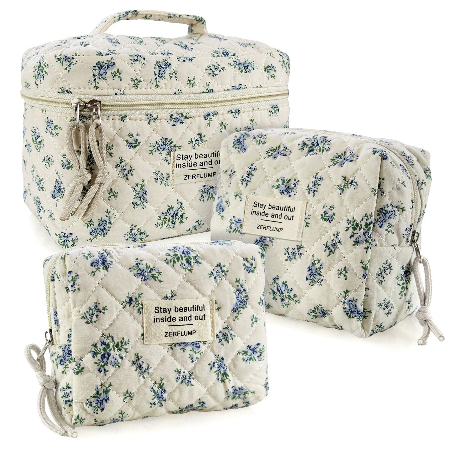 Travel Makeup Bag – 3 Piece, Quilted, for Travel – detail view 13