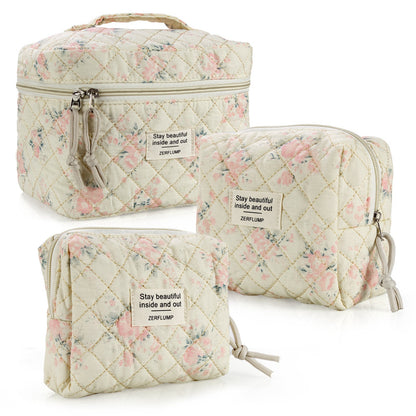 Travel Makeup Bag – 3 Piece, Quilted, for Travel – detail view 19