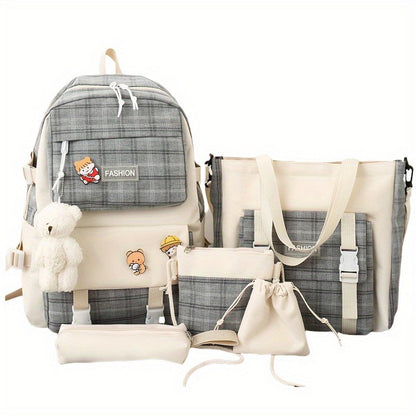 Travel Makeup Bag – 5-Piece, Canvas, Large Capacity, for Travel & School – detail view 6
