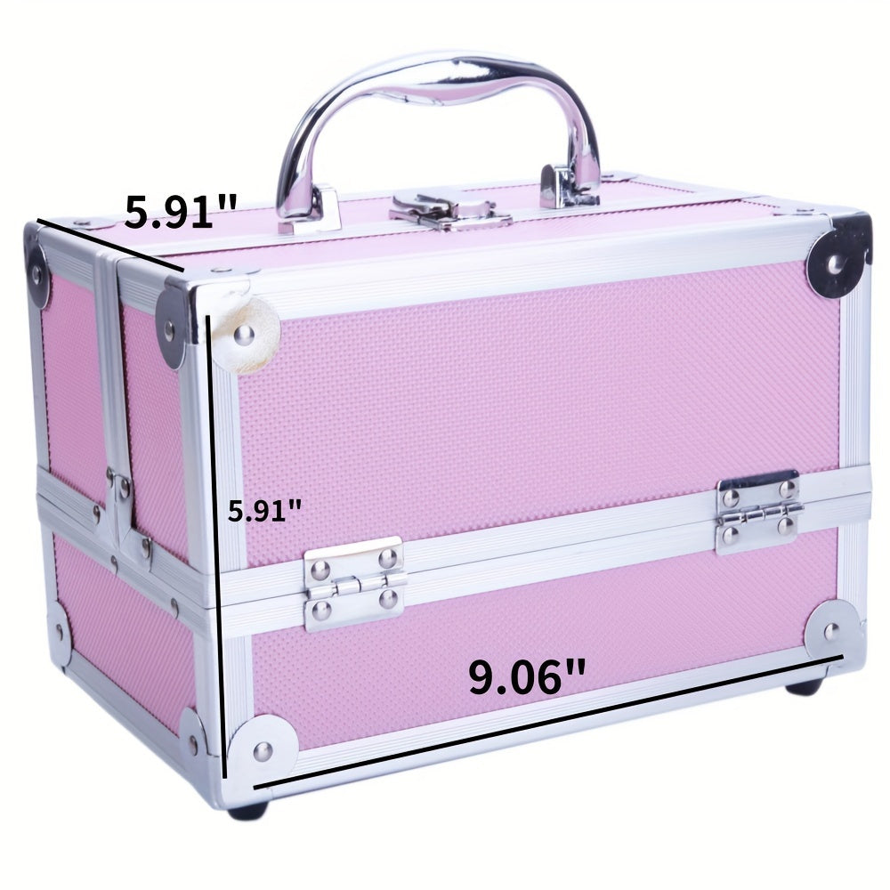 Travel Makeup Bag – Aluminum Makeup Train Case Mirror – front view - product view 15