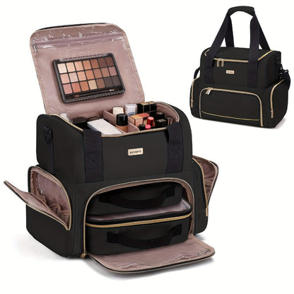 Travel Makeup Bag – for Travel, Large Double Layer Makeup Organizer – front view