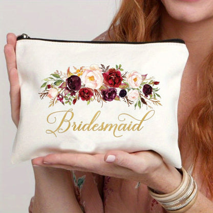 Travel Makeup Bag – Lightweight, Floral Bridesmaid Makeup Zipper Machine – detail view 9