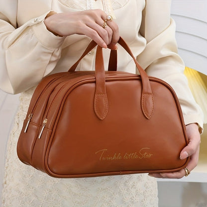 Travel Makeup Bag – PU Leather, Large Capacity, for Travel – front view