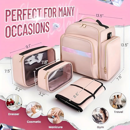 Travel Makeup Bag – for Travel, Multifunctional Makeup Case Removable Inner – detail view 10