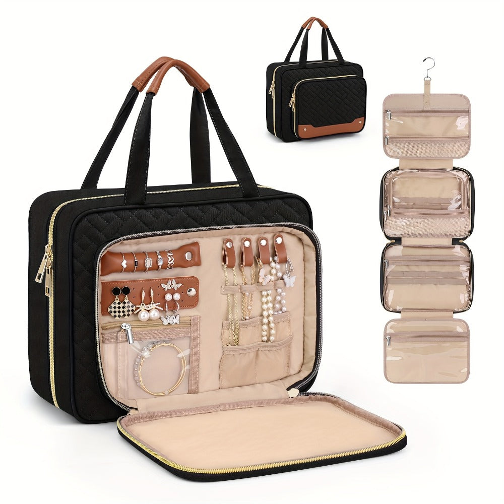 Travel Makeup Bag – for Travel, Weekender Toiletry Hanging Hook Jewelry – detail view 3
