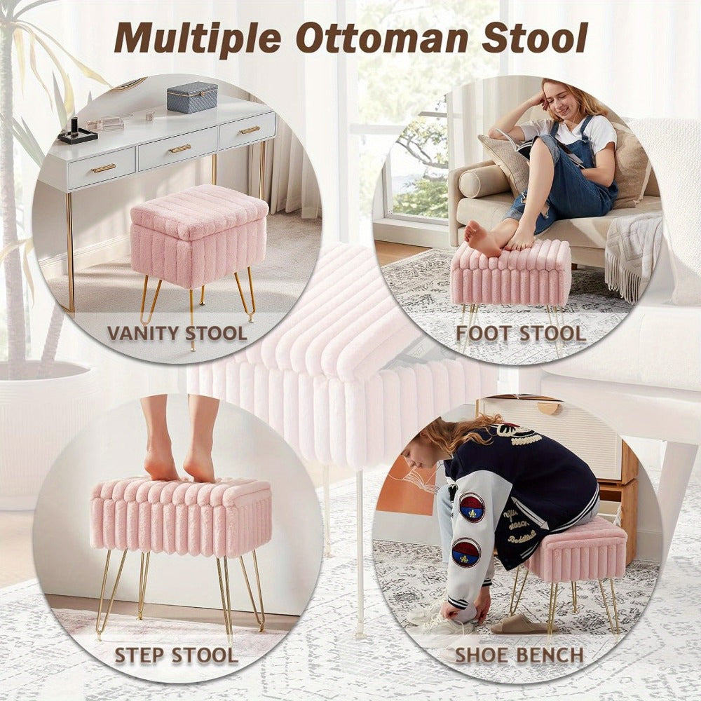 Makeup Vanity Desk with Hidden Storage and Padded Seat for Bedroom detail image - detail view 10