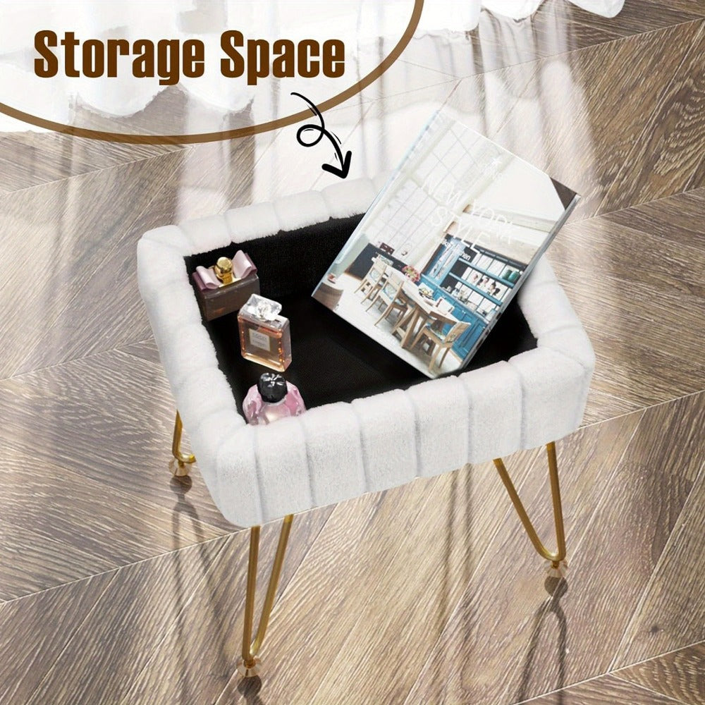Makeup Vanity Desk with Hidden Storage and Padded Seat for Bedroom detail image - detail view 11