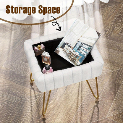 Makeup Vanity Desk with Hidden Storage and Padded Seat for Bedroom detail image - detail view 11