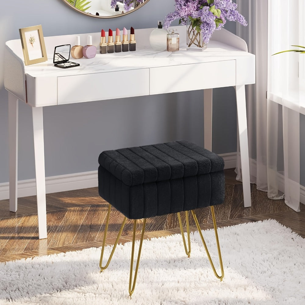 Makeup Vanity Desk with Hidden Storage and Padded Seat for Bedroom detail image - detail view 12