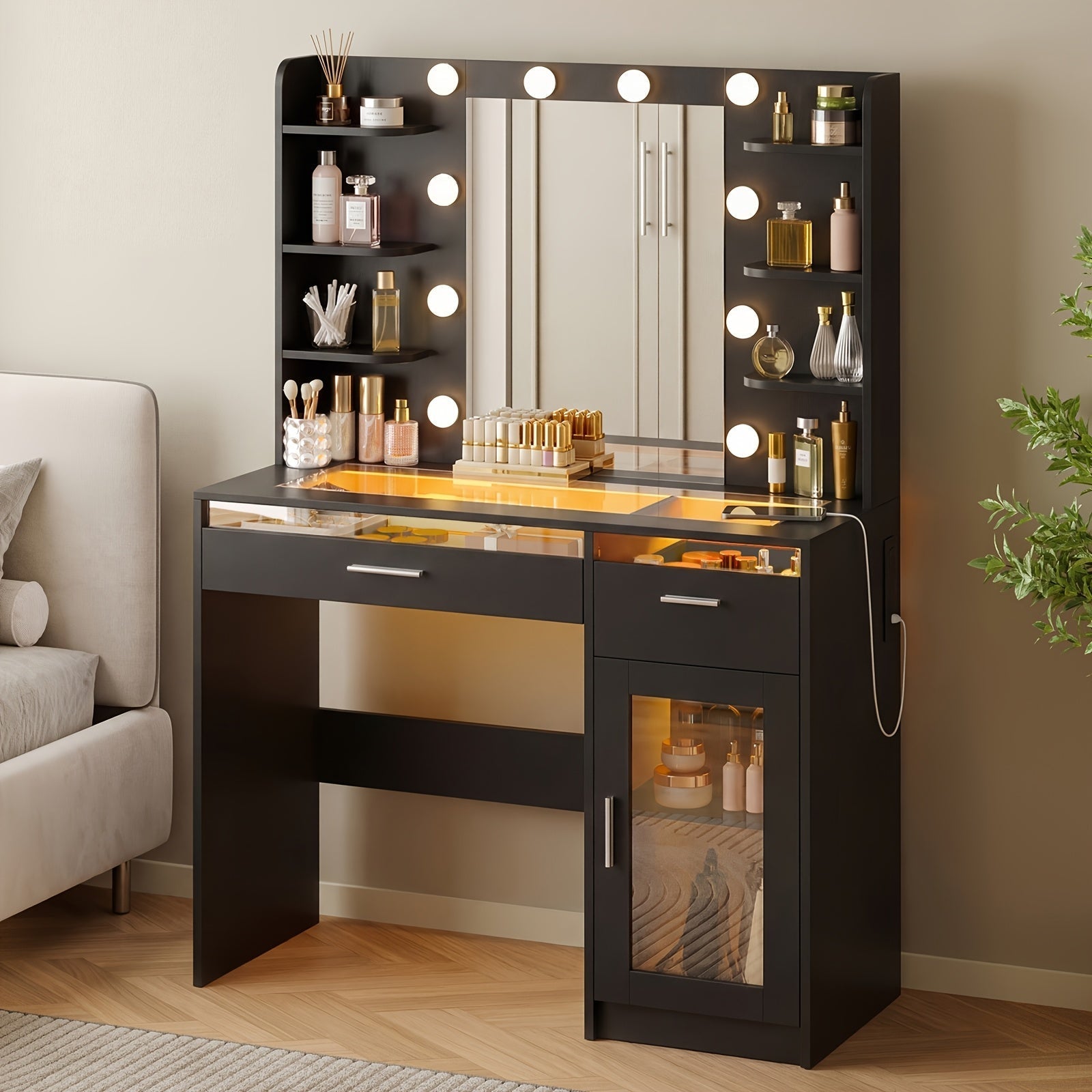 Vanity Desk shown in the Black option