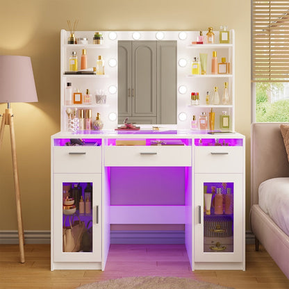 Makeup Vanity Desk with Lighted Mirror for Dressing and Daily Routines detail image - detail view 9
