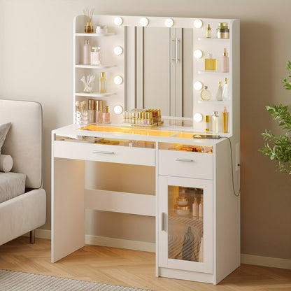 Vanity Desk shown in the White option