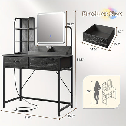 Vanity Desk shown in the Black option