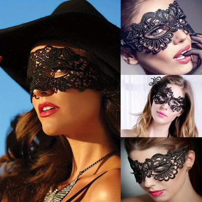 Masquerade Masks - Lace Mask Set 5 Pcs for Women Black Venetian Hollow Flower Half Face Eye - product detail view 8