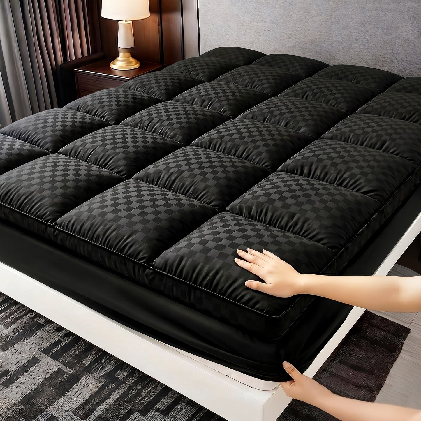 Mattress Cover shown in the Black, Cal King option