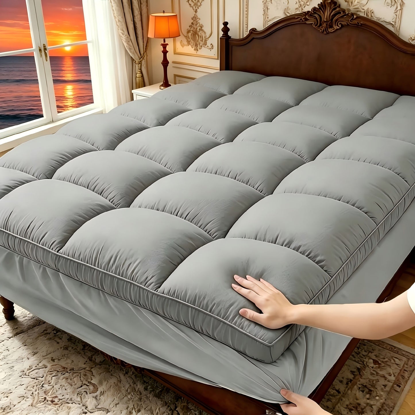 Mattress Toppers shown in the Light Grey, Twin(39"x 75") option