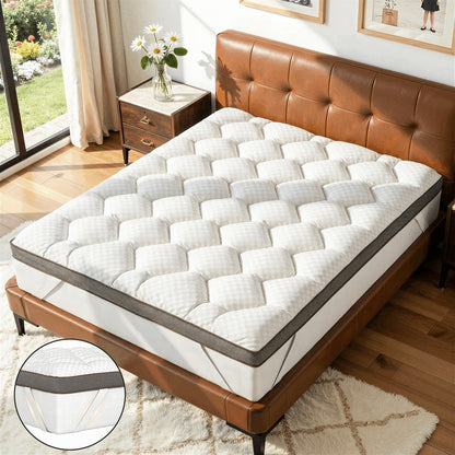 Mattress Topper with Non-Slip Base, Cooling Mattress Topper for Bedroom detail image - detail view 9