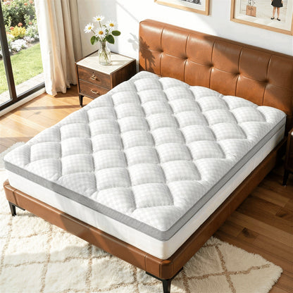 Mattress Topper shown in the Twin(39"*75"), Rhombus-white-skirt cover option