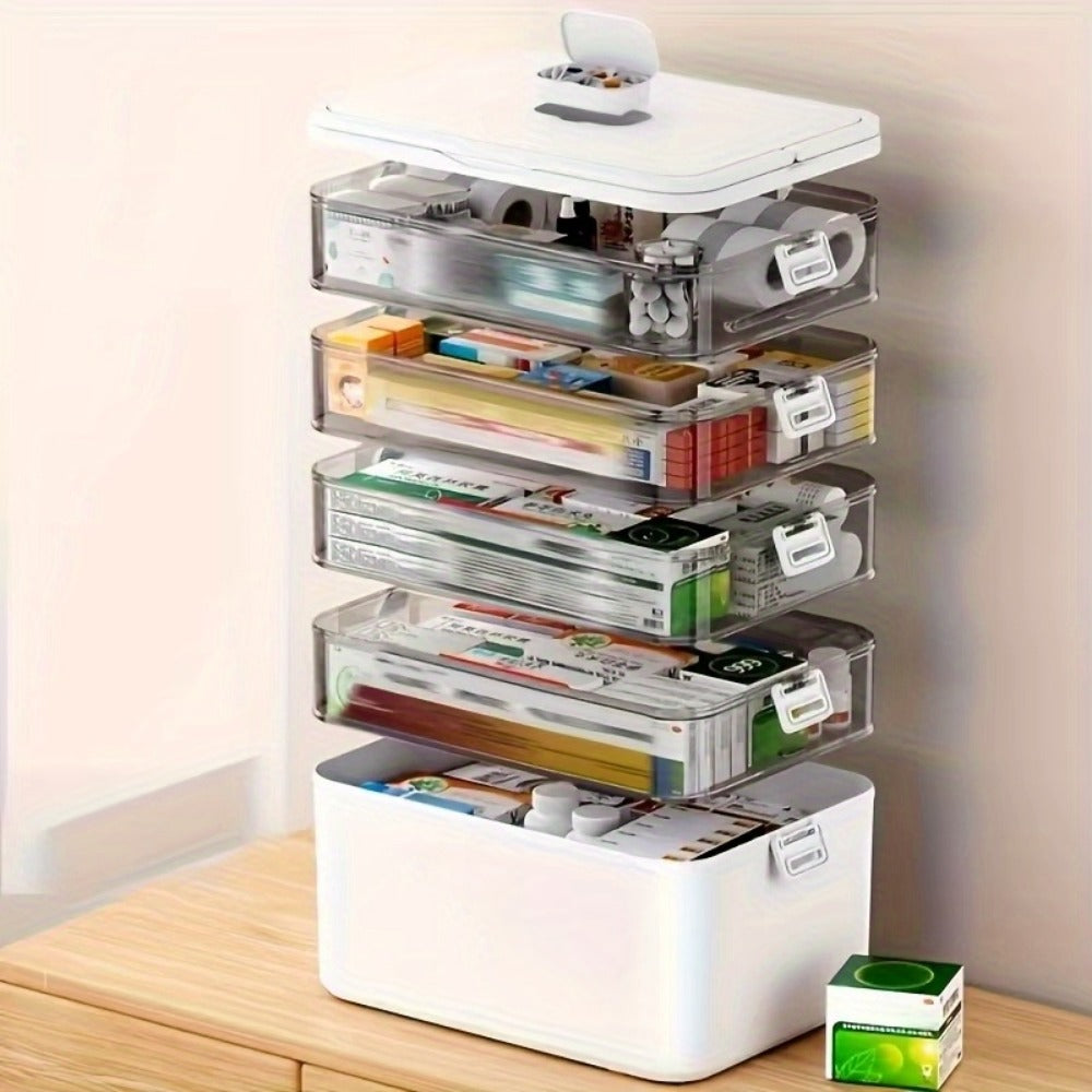Medicine Storage Box, Multi-Layer Large Capacity with Portable Pill Box, Adjustable shown in the main product view