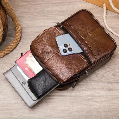 Men's Crossbody Bag – Genuine Leather, Large Capacity, for Travel & Work – detail view 17