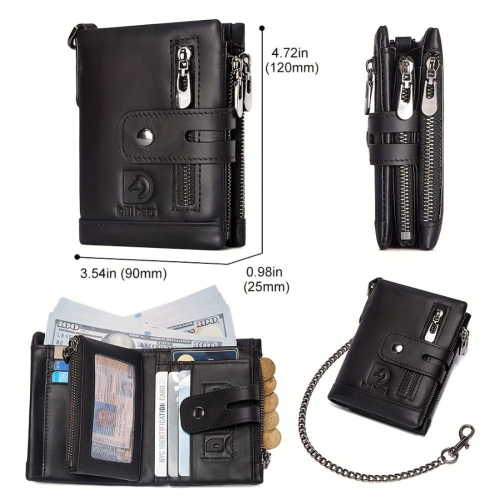Men's Wallet – Anti-Theft, Double Zipper Coin Pocket Card – alternate view