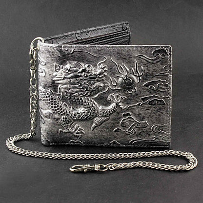 Men's Wallet – Dragon Chain Vintage Silver Biker – front view - product view 6