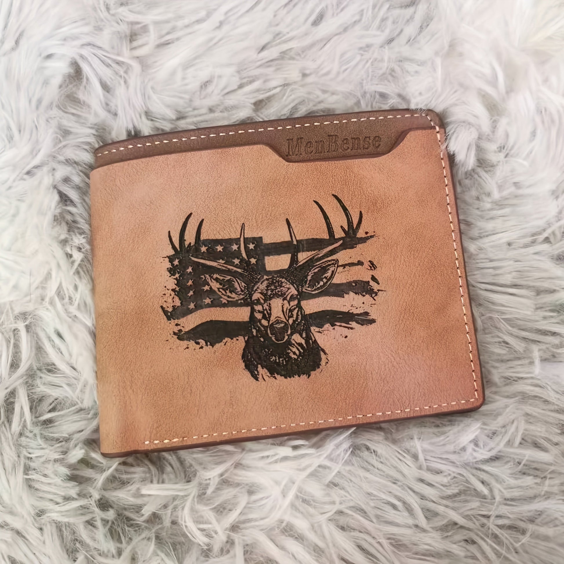 Men's Wallet – for Everyday Use, Deer Pattern Laser Engraved Slim – detail view 9