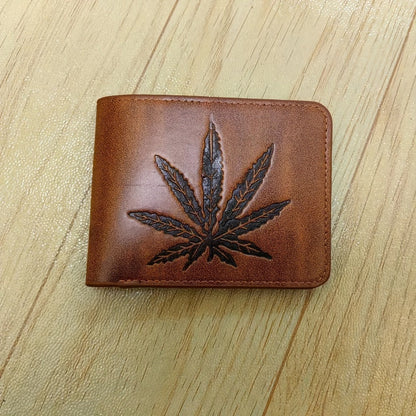 Men's Wallet – for Everyday Use, Leaf Design Bifold Faux Leather – detail view 6