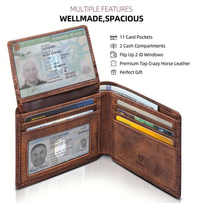 Men's Wallet – Genuine Leather, Large Capacity – front view