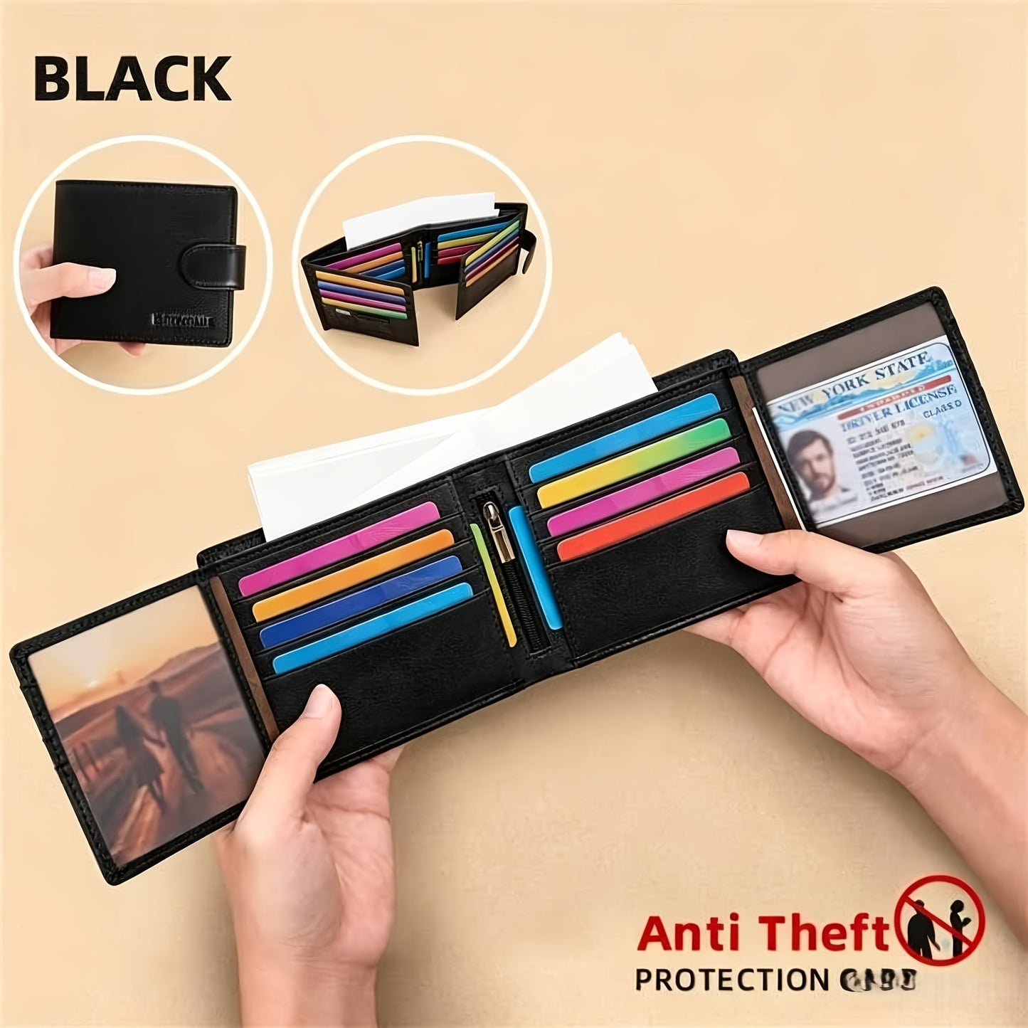 Men's Wallet – Large Capacity, Slot Leather Genuine Cowhide Large – front view - product view 18