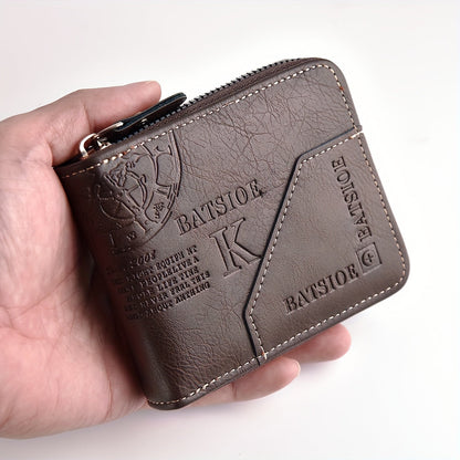 Men's Wallet – 3 Colors, Retro Embossed Zipper Faux Leather – alternate view