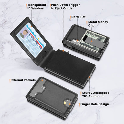 Men's Wallet – RFID Blocking, Metal Aluminum Pop Up Rfid – alternate view