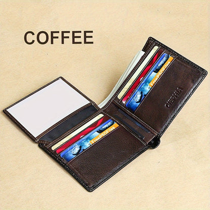 Men's Wallet – RFID Blocking, Retro Bifold Genuine Cowhide Leather – detail view 19