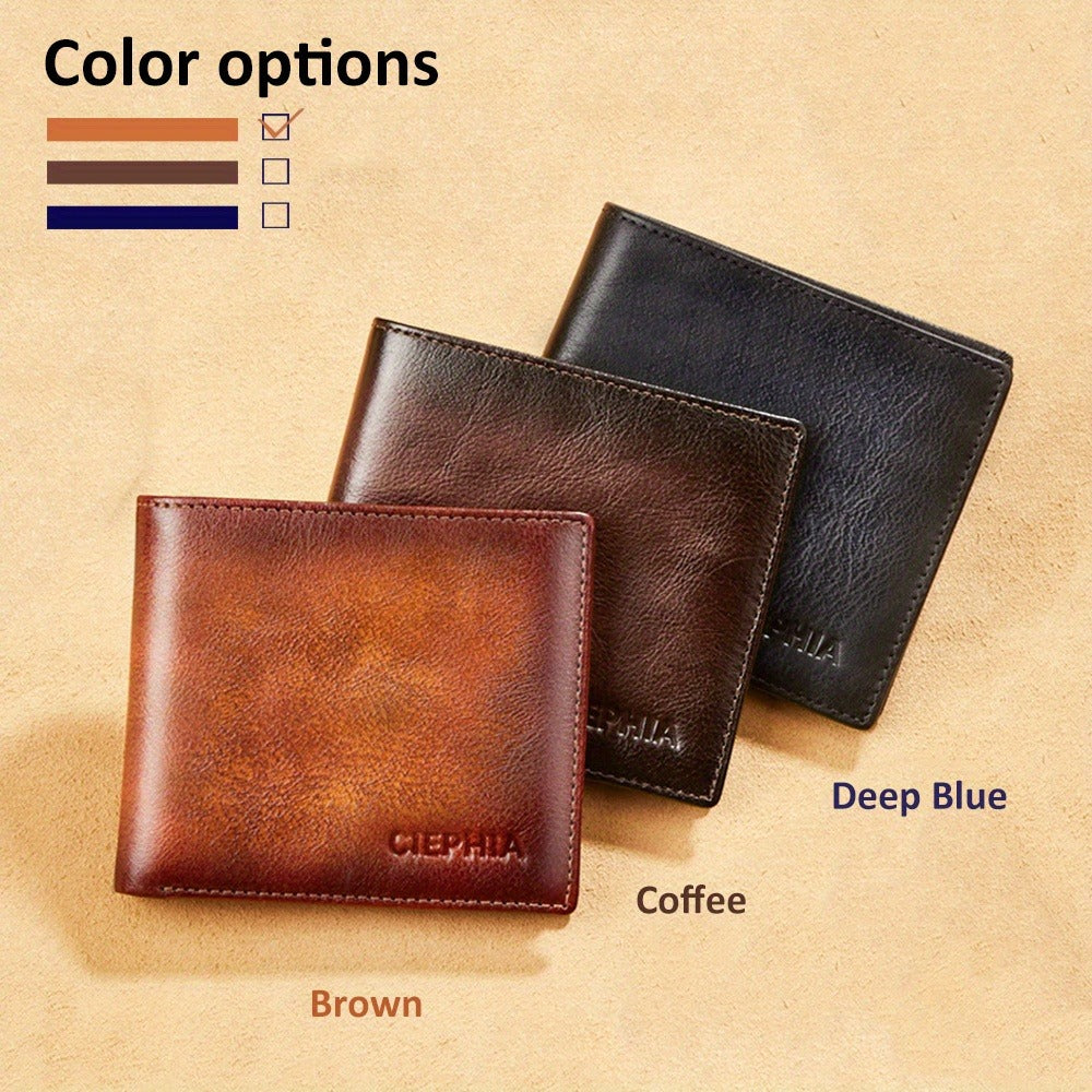 Men's Wallet – RFID Blocking, Retro Bifold Genuine Cowhide Leather – detail view 13