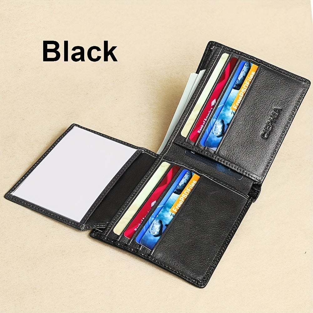 Men's Wallet – RFID Blocking, Retro Bifold Genuine Cowhide Leather – detail view 8