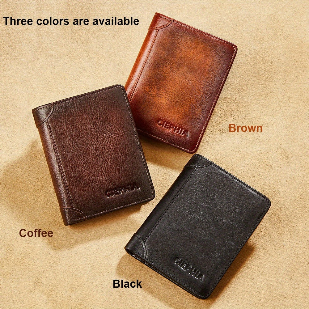 Men's Wallet – RFID Blocking, Trifold Zipper Coin Pocket Genuine – detail view 12